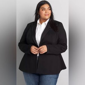 Lane Bryant Blazer Black Size 18. Ponte Peplum Hem and Satin Trim. New With Tags